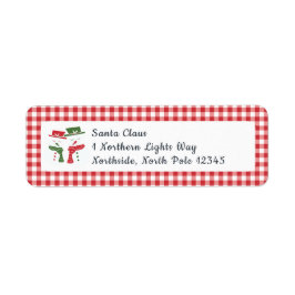 Mellow Snowmen Gingham - classic red white check. ラベル