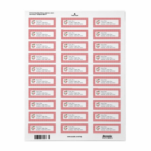 Mellow Snowmen Gingham - classic red white check. ラベル (フルシート)