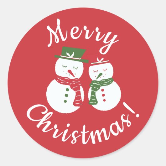 Mellow Snowmen - Xmas red and green custom no rim. ラウンドシール (正面)