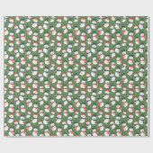 Mellow Snowmen - Xmas red on green pattern. ラッピングペーパー (フラット)