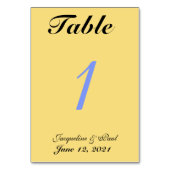 Mellow Yellow Blueのテー結婚ブル番号カード テーブルナンバー (裏面)