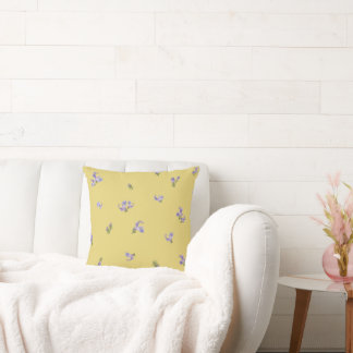 Mellow Yellow Japanese Rosemary Floral Pattern クッション