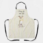Mellow Yellow Scarf White Dog  エプロン (正面)