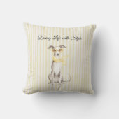Mellow Yellow Scarf White Dog クッション (正面)