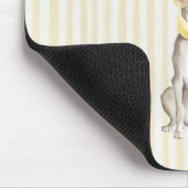 Mellow Yellow Scarf White Dog Stripes マウスパッド (コーナー)
