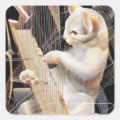 Melodic Feline – Surreal Cat Sticker スクエアシール (正面)