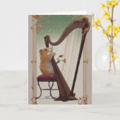 Melodic Hamster Greetings – Whimsical Victorian カード (黄色い花)
