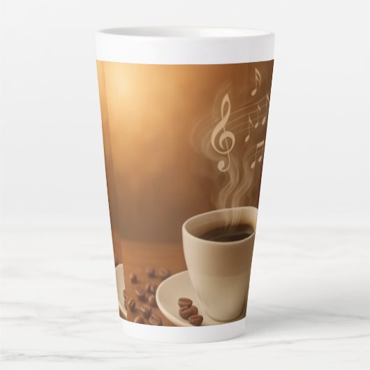 "Melodies in Steam: Musical Coffee Cup Art Mug" カフェラテマグ (正面)