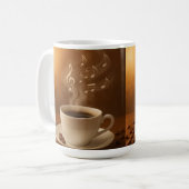 "Melodies in Steam: Musical Coffee Cup Art Mug" コーヒーマグカップ (正面左)