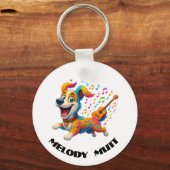 Melody Mutt" T-Shirt - Whimsical Musical Dog Desig キーホルダー (正面)