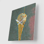 Melted chocolate ice cream cone スクエア壁時計 (傾斜)