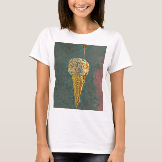 Melted chocolate ice cream cone tシャツ (正面)