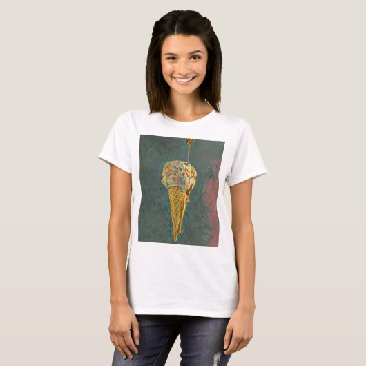 Melted chocolate ice cream cone tシャツ (正面フル)