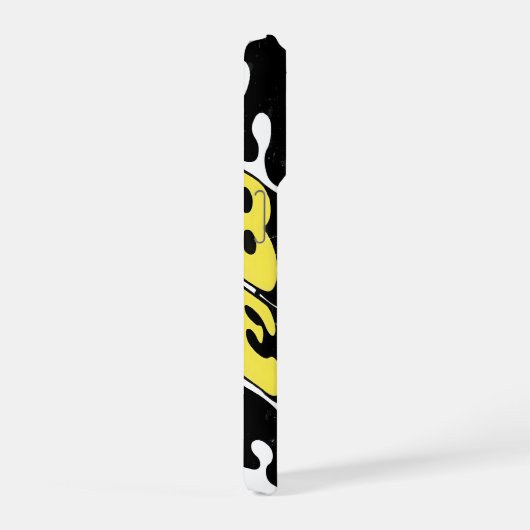 Melting Acid Smiley Face Psychedelic Liquid Typogr iPhoneケース (右側面)