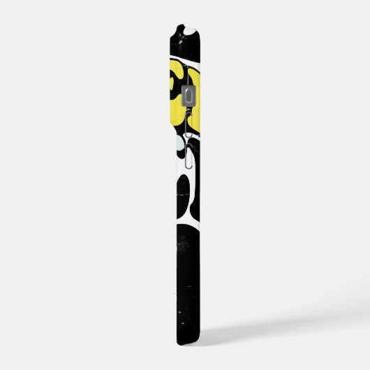 Melting Acid Smiley Face Psychedelic Liquid Typogr iPhoneケース (左側面)