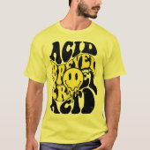 Melting Acid Smiley Face Psychedelic Liquid Typogr Tシャツ (正面)