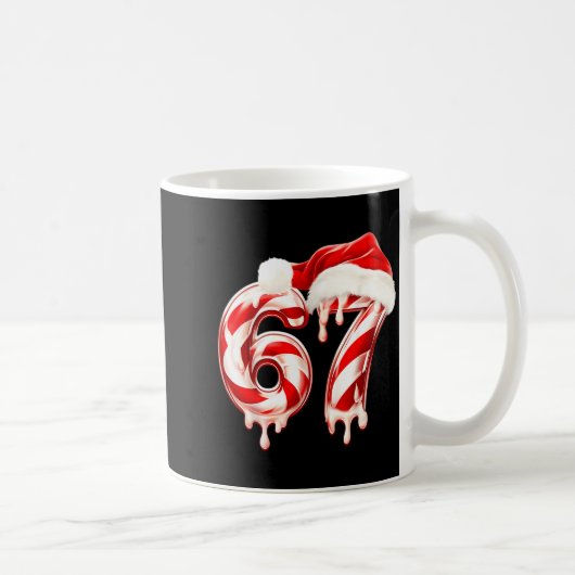 Melting Candy Cane 67 Christmas Design, Santa Hat  コーヒーマグカップ (右)