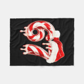 Melting Candy Cane 67 Christmas Design, Santa Hat  フリースブランケット (正面(横))