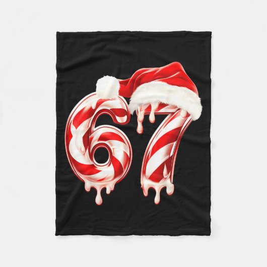 Melting Candy Cane 67 Christmas Design, Santa Hat  フリースブランケット (正面)