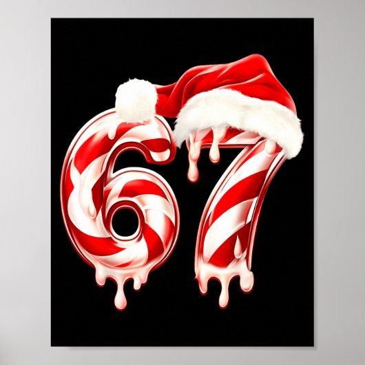 Melting Candy Cane 67 Christmas Design, Santa Hat  ポスター (正面)