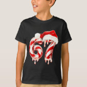 Melting Candy Cane 67 Christmas Design, Santa Hat  Tシャツ (正面)