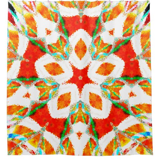 Melting colorful symmetrical pattern, ceramic tile シャワーカーテン (正面)