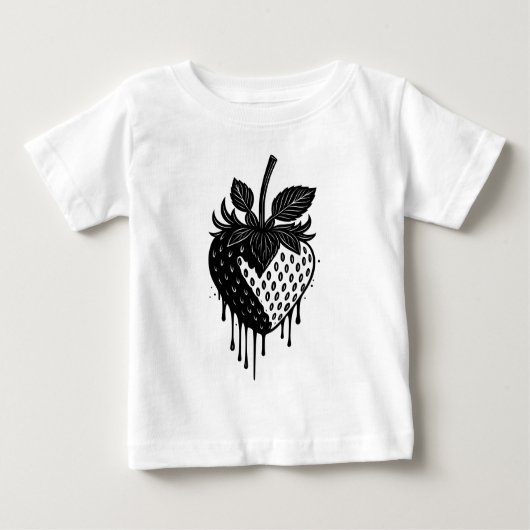Melting Drip Strawberry Artwork ベビーTシャツ (正面)