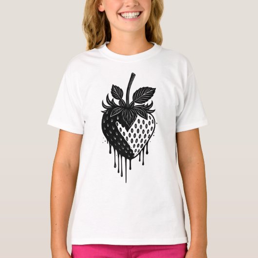 Melting Drip Strawberry Artwork Tシャツ (正面)