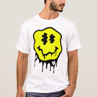"Melting Graffiti Smiley Face – Trippy Yellow Drip Tシャツ