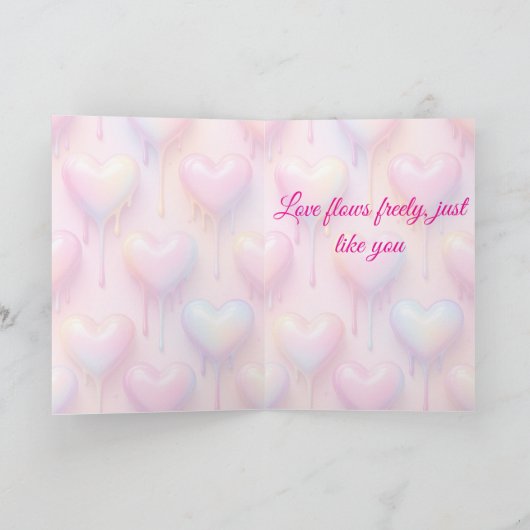 Melting Heart Greeting Card – Modern Pastel Love A カード (内部)