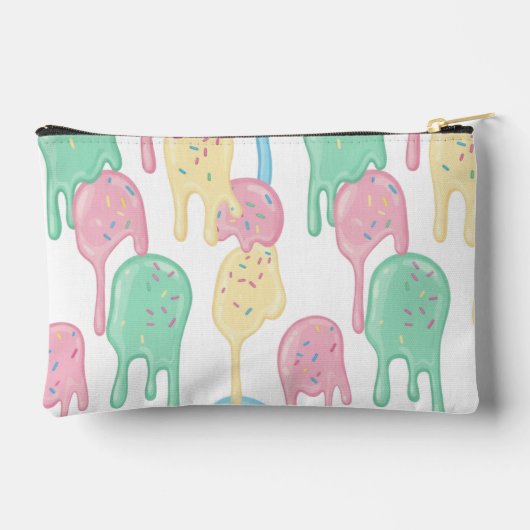 Melting Ice Cream and Sprinkles Pattern アクセサリーポーチ (裏面)