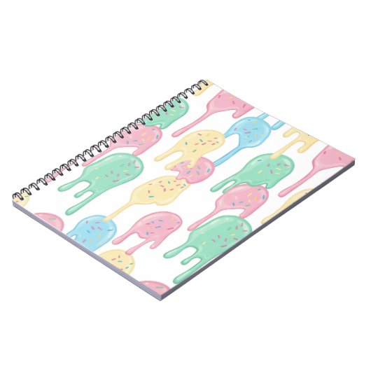 Melting Ice Cream and Sprinkles Pattern ノートブック (左側)