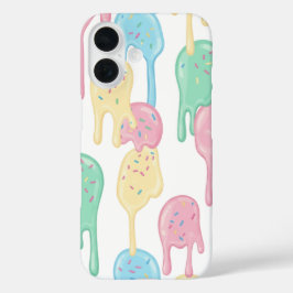 Melting Ice Cream and Sprinkles Pattern iPhone 16ケース