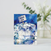 Melting ice cubes watercolor typography ポストカード (スタンド正面)