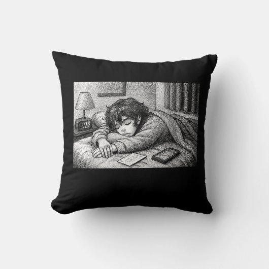 Melting Into Bed • Aesthetic Throw Pillow クッション (正面)