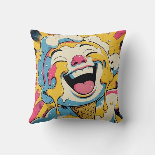 Melting Joy – Ice Cream Pop Art Explosion クッション (裏面)