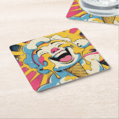 Melting Joy – Ice Cream Pop Art Explosion スクエアペーパーコースター (アングル)