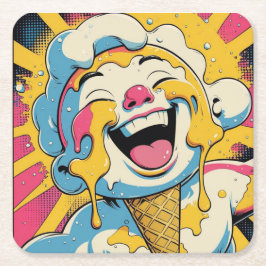 Melting Joy – Ice Cream Pop Art Explosion スクエアペーパーコースター