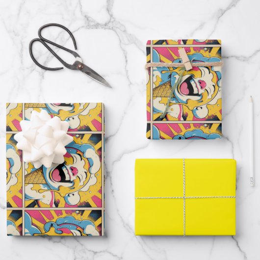 Melting Joy – Ice Cream Pop Art Explosion ラッピングペーパーシート (正面)