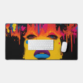 Melting Neon Muse – Psychedelic Pop Art Portrai デスクマット (キーボード&マウス)