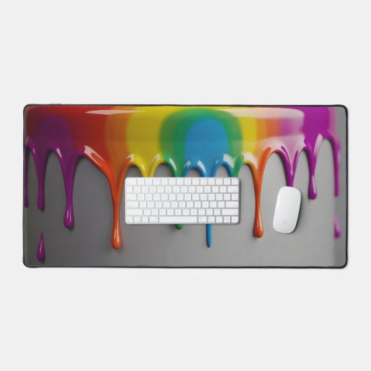 Melting Rainbow Drips デスクマット (キーボード&マウス)