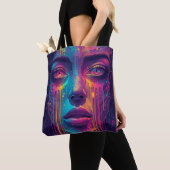 Melting Reality Tote Bag – Trippy Psychedelic Neon トートバッグ (クローズアップ)