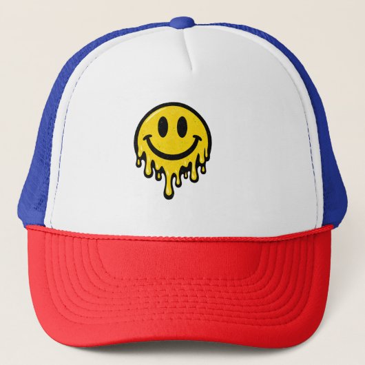 Melting Smiley Face Foam Trucker Cap キャップ (正面)