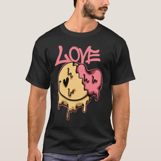 Melting Smiley with Love streetwear  Tシャツ (正面)