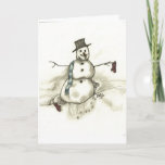 Melting snowman シーズンカード<br><div class="desc">Drawing of Snowman with peaking dog.</div>