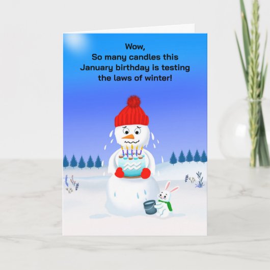 Melting Snowman January Birthday Aquarius  カード (正面)