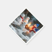 Melting Snowmen Around a Campfire スタンダードカクテルナプキン (角)