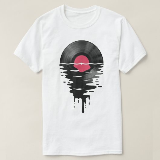 Melting Vinyl Record Retro Design Tシャツ (デザイン正面)