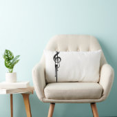 MELTPOINT B/W G-クレフ、 音符記号カスタム色 ランバークッション (椅子)