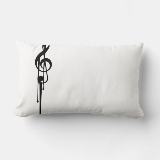 MELTPOINT B/W G-クレフ、 音符記号カスタム色 ランバークッション (正面)